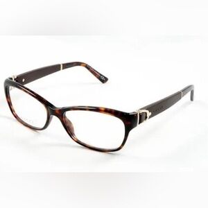 Gucci Full Rim Frame Glasses for Women Brown Tortoiseshell Frame & Leather Sides